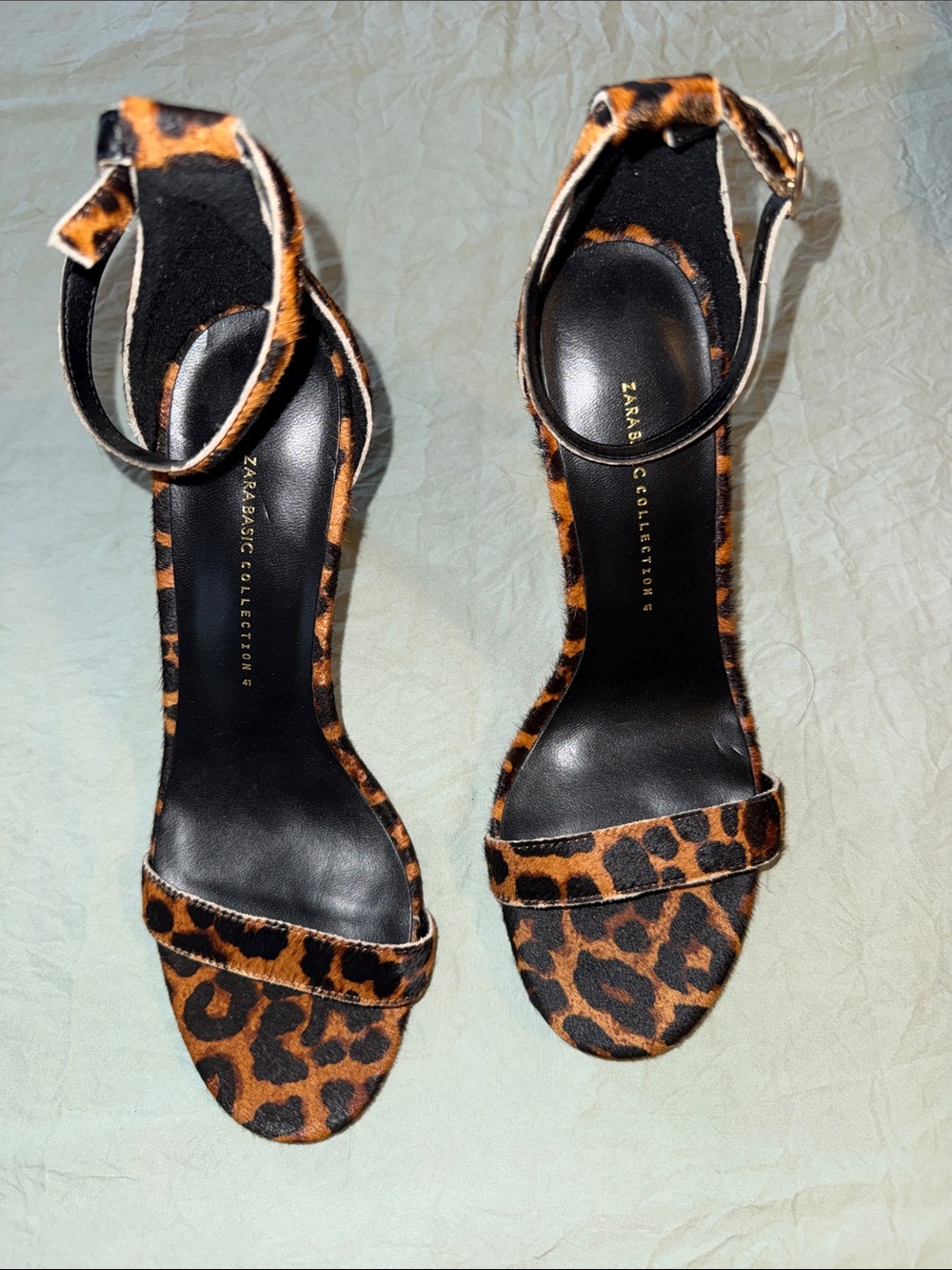 Zara Leopard-Print Ankle-Strap Heels - Brown/Black